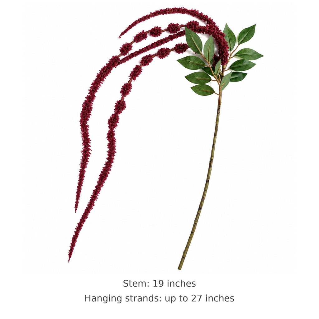 Burgundy Plum Artificial Hanging Amaranthus, 1 Faux Stem, 27 Inch Cascade