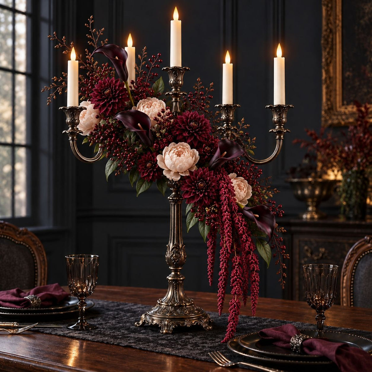 Burgundy Plum Artificial Hanging Amaranthus, 1 Faux Stem, 27 Inch Cascade
