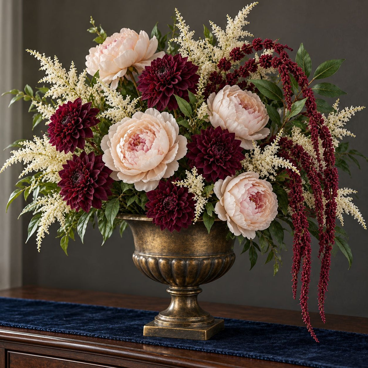 Burgundy Plum Artificial Hanging Amaranthus, 1 Faux Stem, 27 Inch Cascade