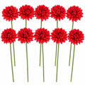 Red Artificial Mum Stems Set of 10, 12 Inch Faux Chrysanthemum Flowers