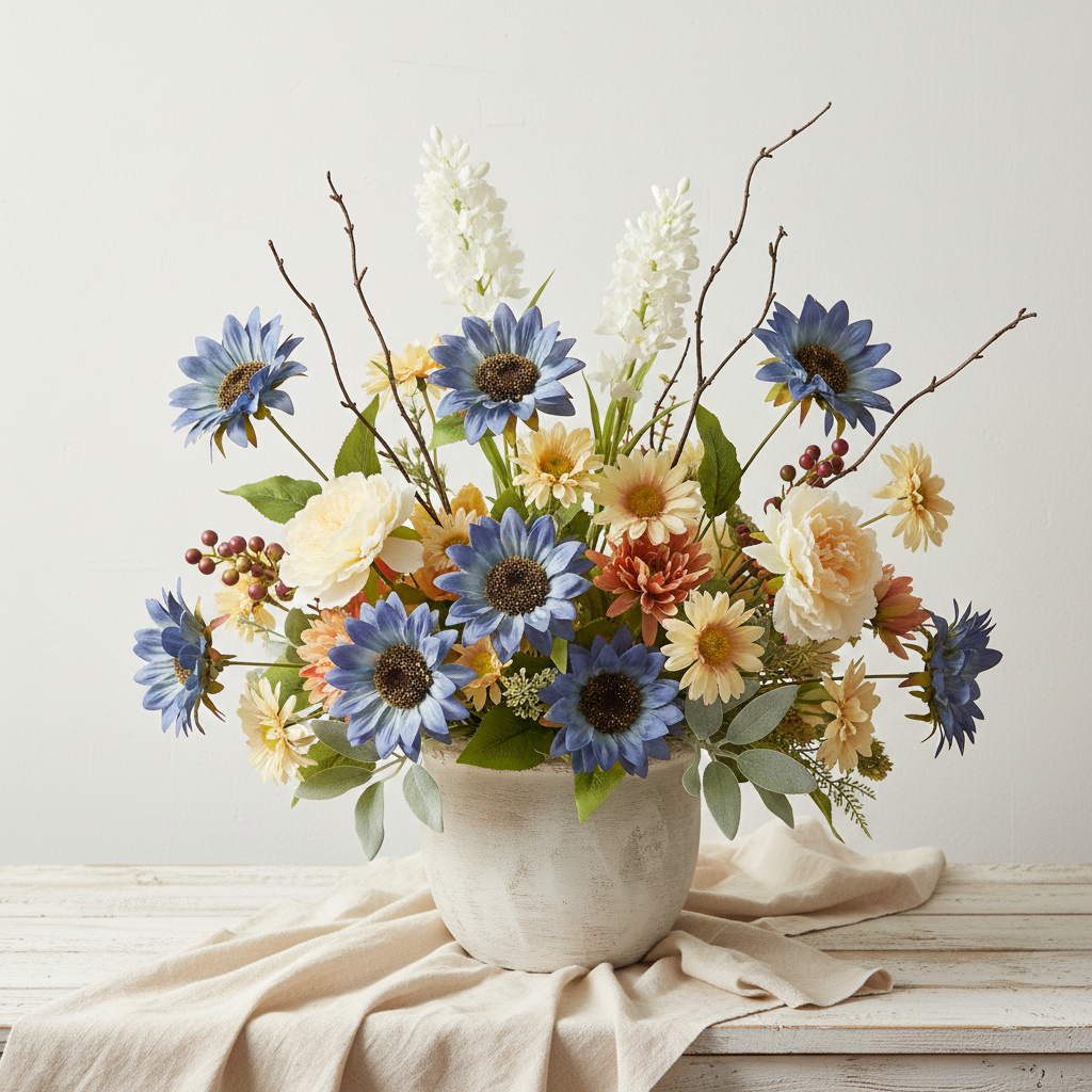 Lower airy arrangement with central spike flowers