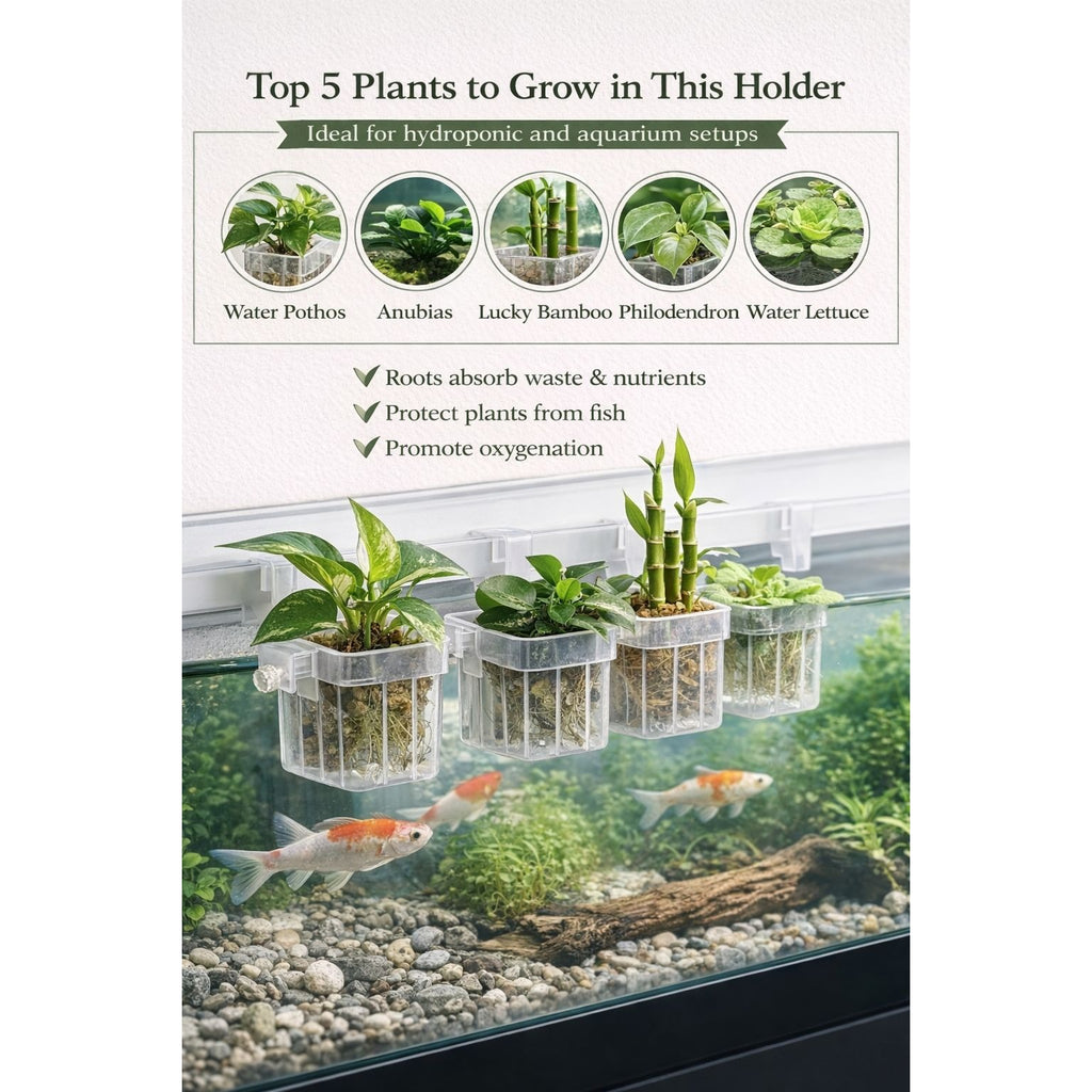 Aquarium Plant Holder Set Of 3 Hanging Hydroponic Basket Clear Fish Tank Planter