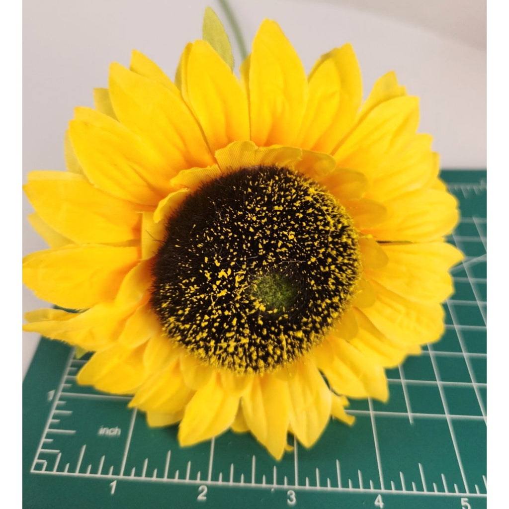 Artificial Sunflower Bouquet 5 Stems 18 Inch 5 Inch Blooms Vibrant Yellow Silk Flowers