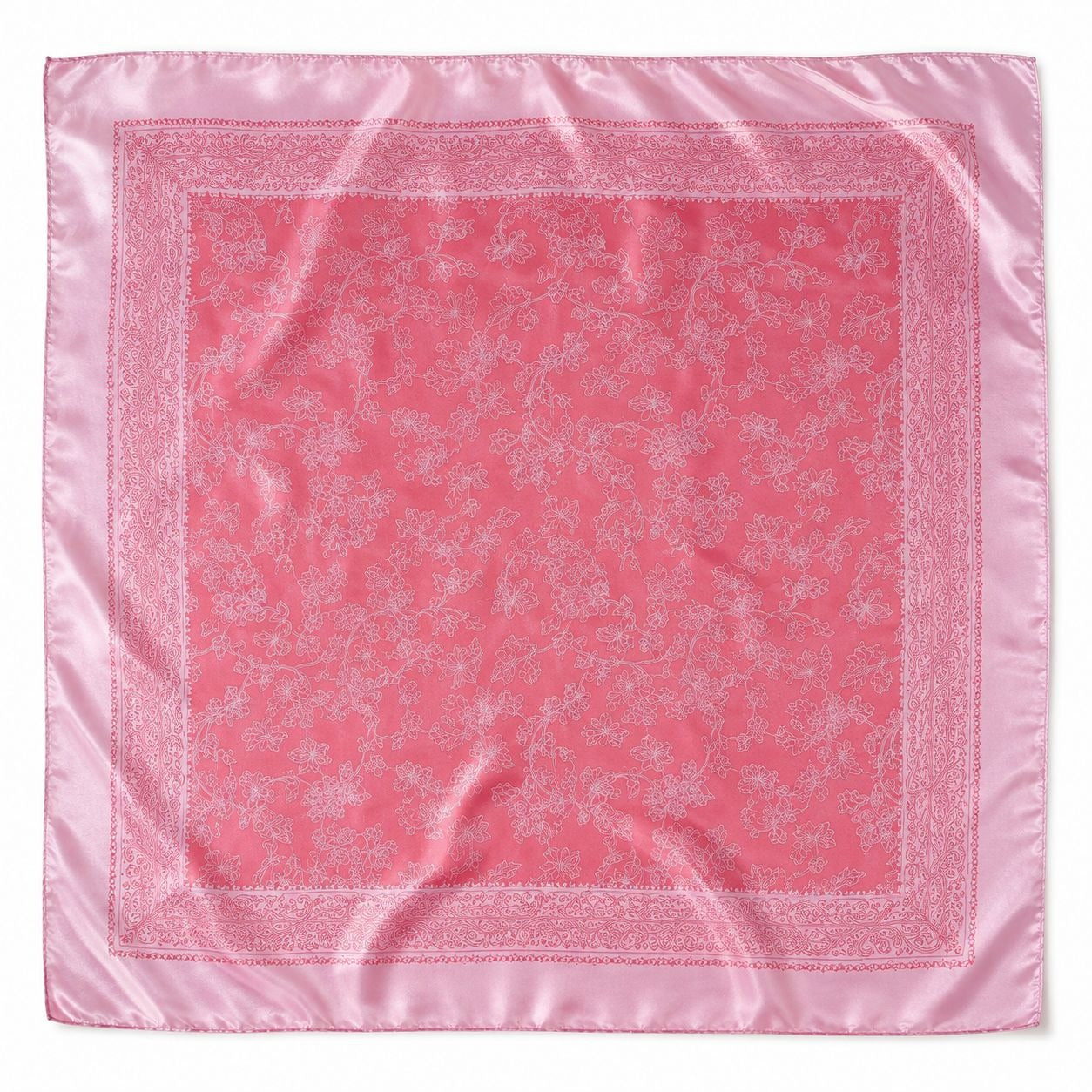 Pink Floral Paisley Wild Rag Scarf 35x35 Satin Western Cowgirl Bandana