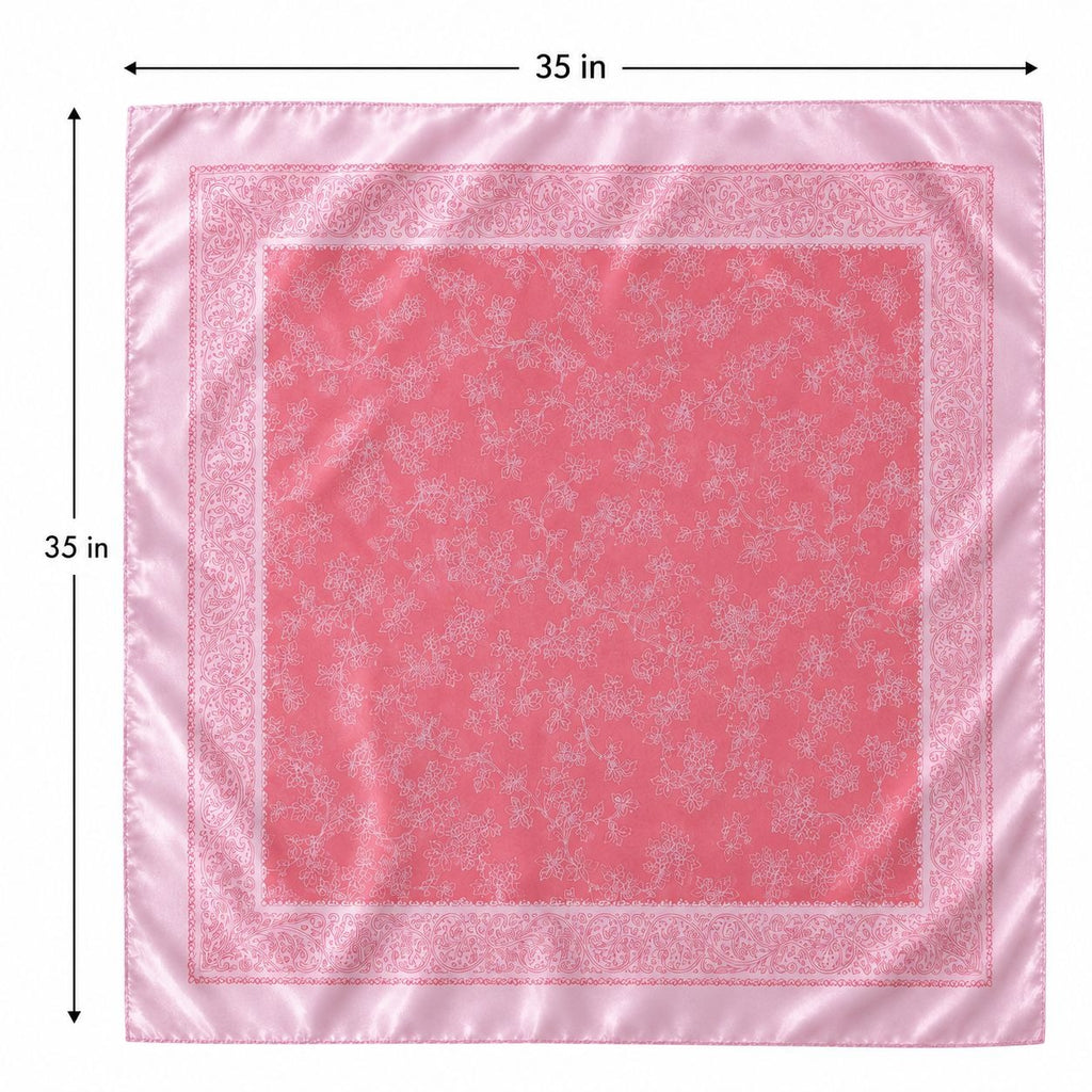 Pink Floral Paisley Wild Rag Scarf 35x35 Satin Western Cowgirl Bandana