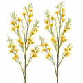 Yellow Orange Artificial Wax Flower Stems Set of 2, 26 Inch Faux Floral Spray