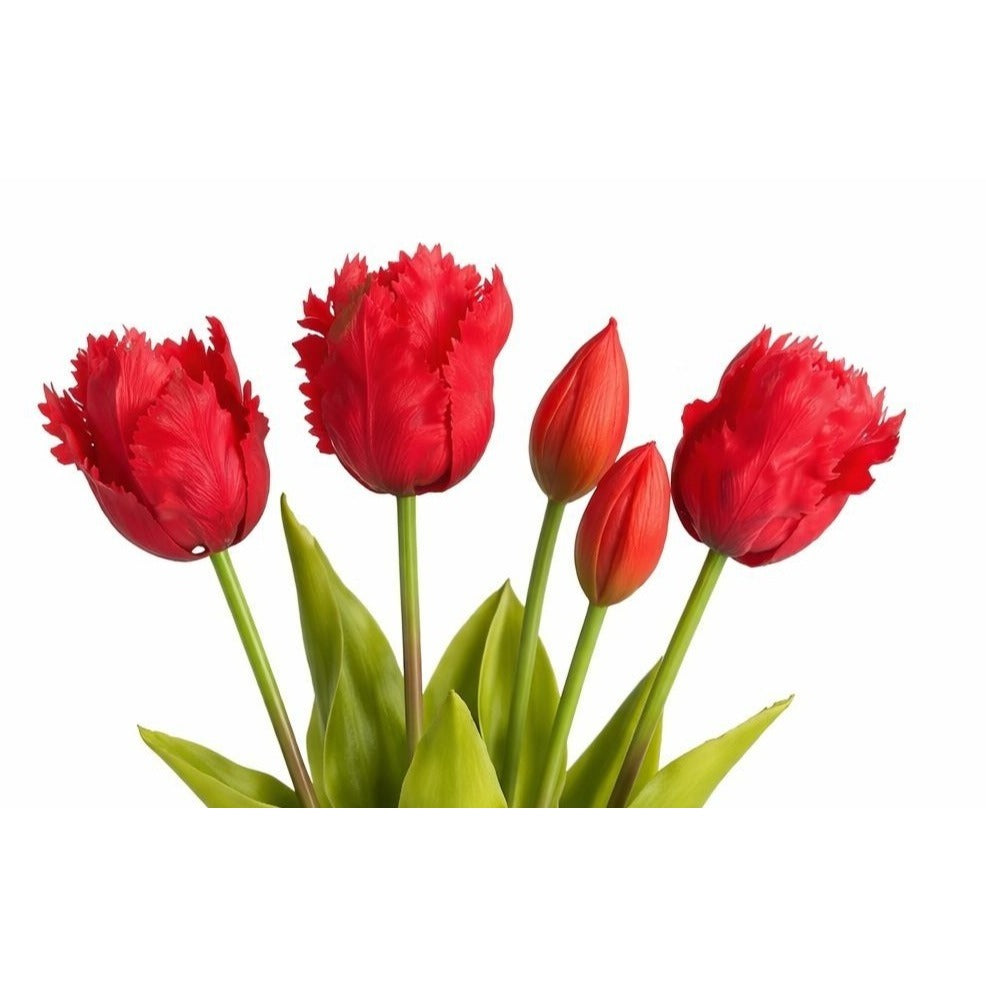 Artificial Red Parrot Tulips Bouquet 15 Inch Faux Silk Flower Stems Fake Floral Arrangement Wedding Centerpiece Farmhouse Home Decor Spring Bouquet