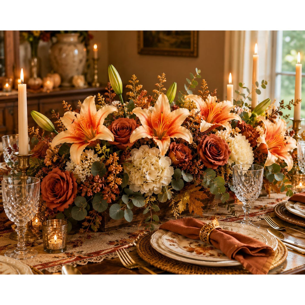 Real Touch Peach Orange Lily Stems Set of 2, Artificial Lily Flowers, Faux Floral Stems, Peach Lily Spray, Fall Floral Decor, French Country