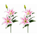 Real Touch Blush Pink Stargazer Lily Stems Set of 2, Artificial Lily Flowers, Faux Wedding Flowers, Pink Lily Spray, French Country Decor, C