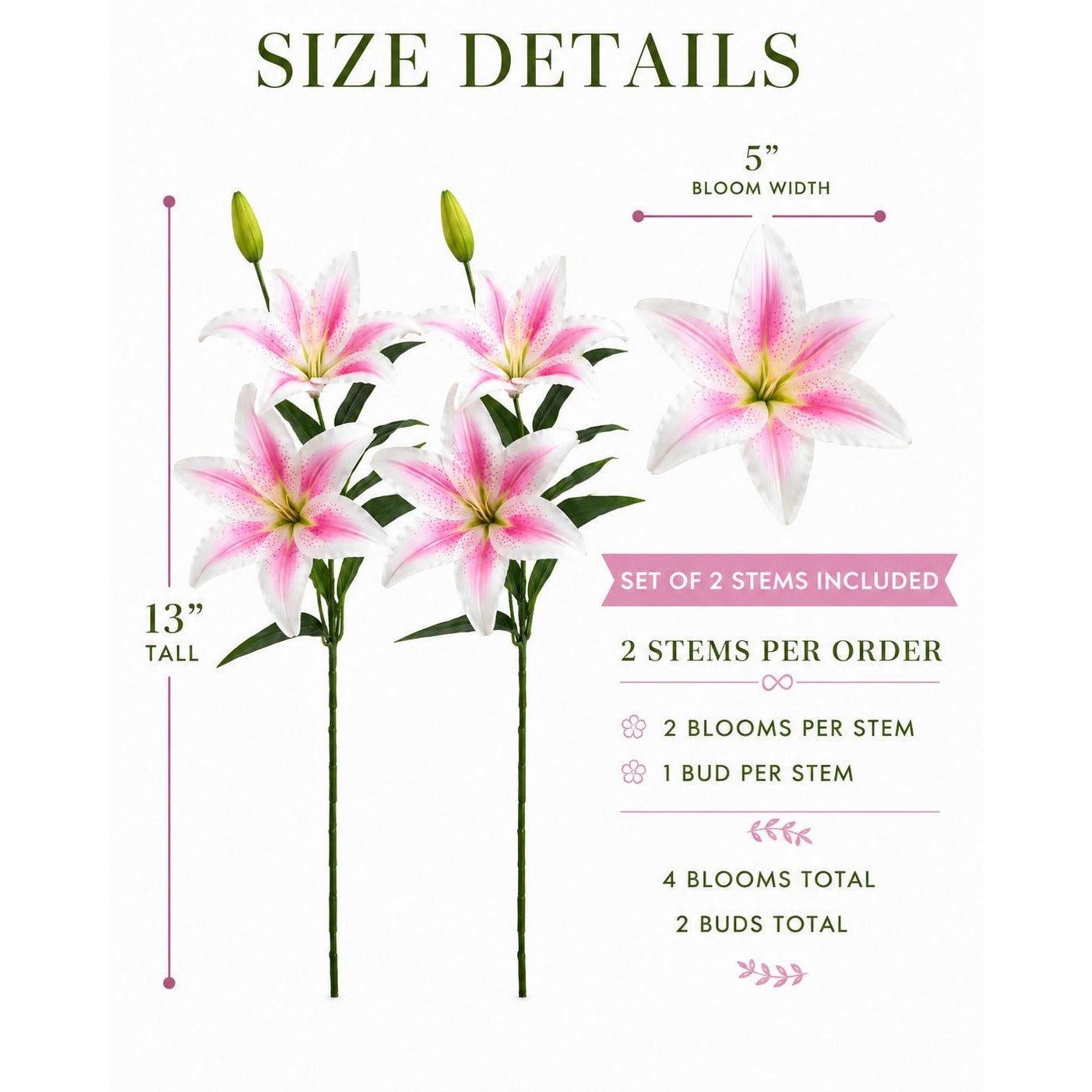 Real Touch Blush Pink Stargazer Lily Stems Set of 2, Artificial Lily Flowers, Faux Wedding Flowers, Pink Lily Spray, French Country Decor, C