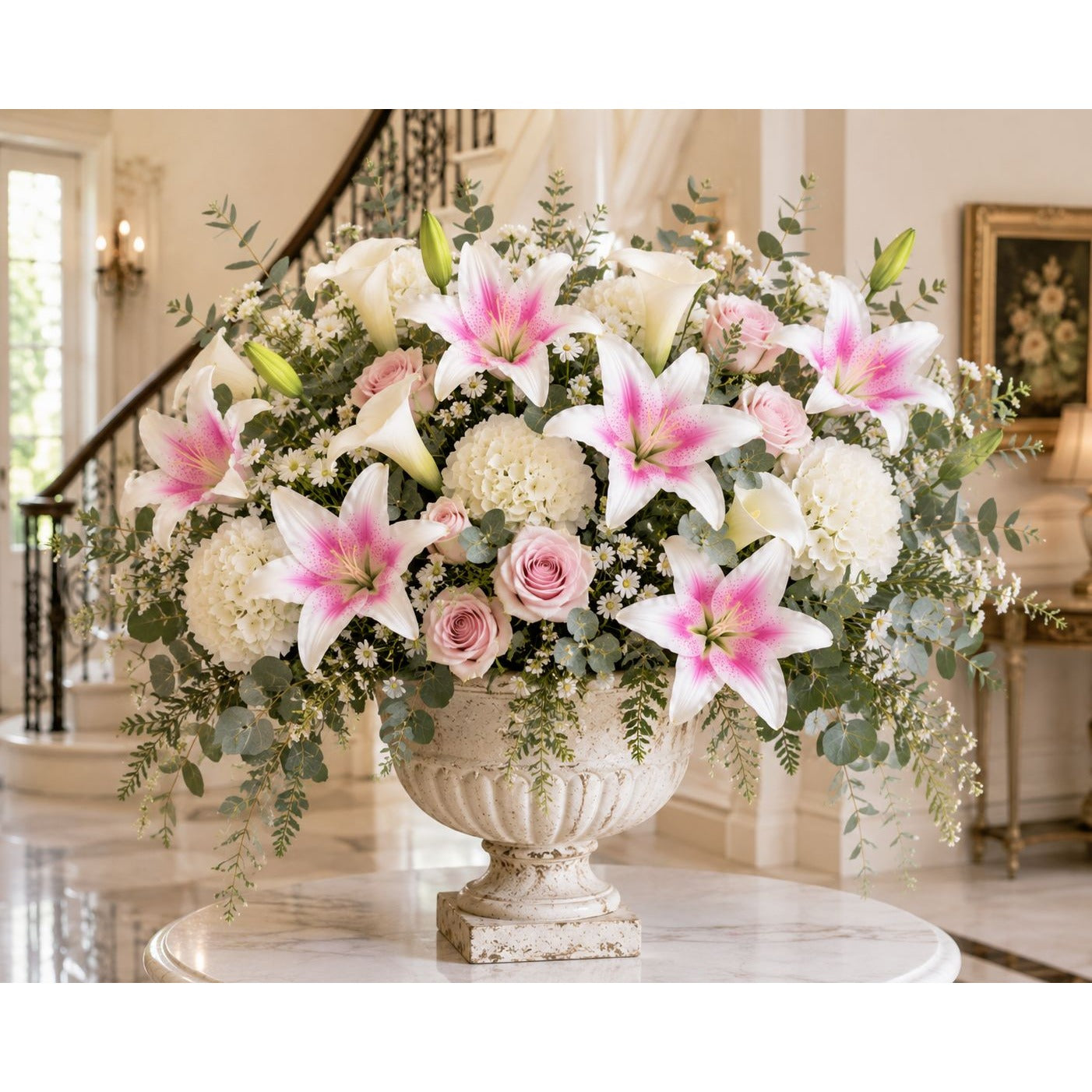 Real Touch Blush Pink Stargazer Lily Stems Set of 2, Artificial Lily Flowers, Faux Wedding Flowers, Pink Lily Spray, French Country Decor, C