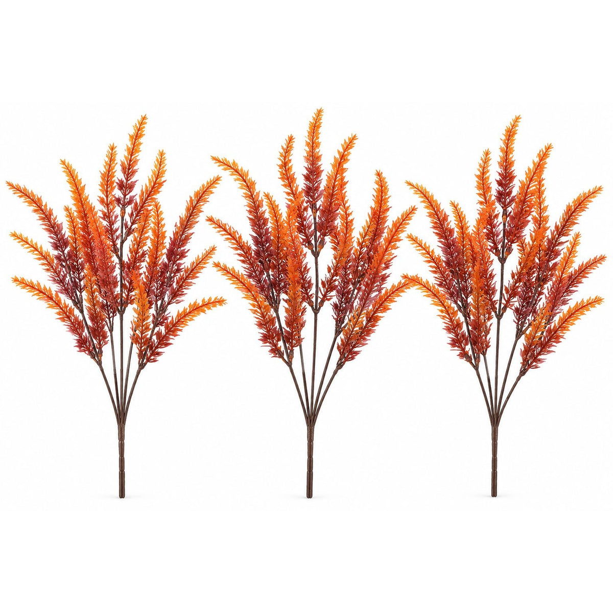 Artificial Fall Flower Bushes Set of 3, Rust Orange, 14 Inch UV Resistant