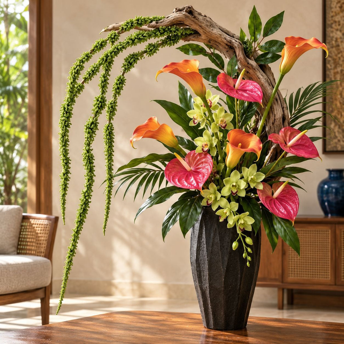 Green Artificial Hanging Amaranthus, 1 Faux Stem, 27 Inch Cascade