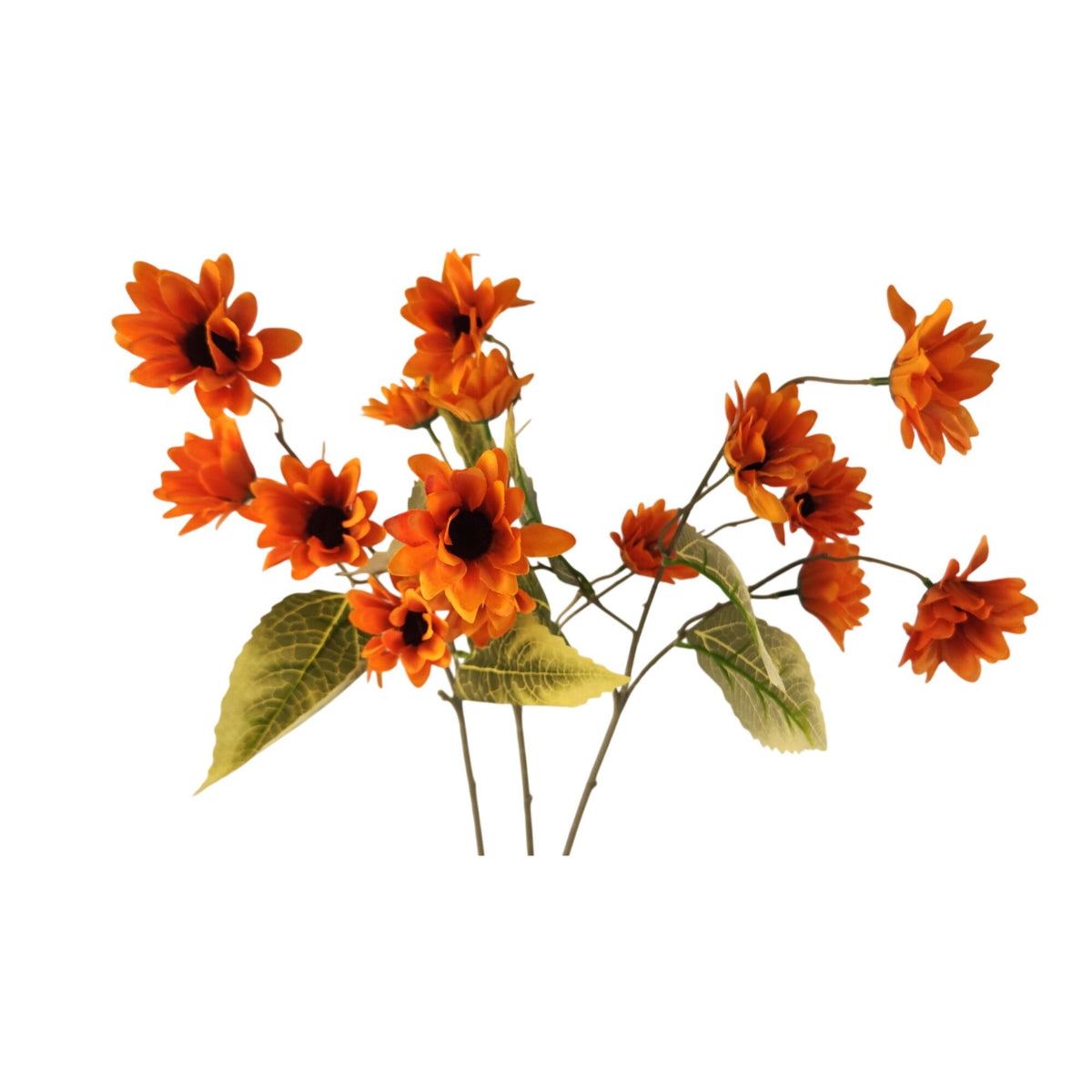 Artificial Orange Daisy Stems Set of 3 | 21 Inch Faux Silk Flowers Fall Decor