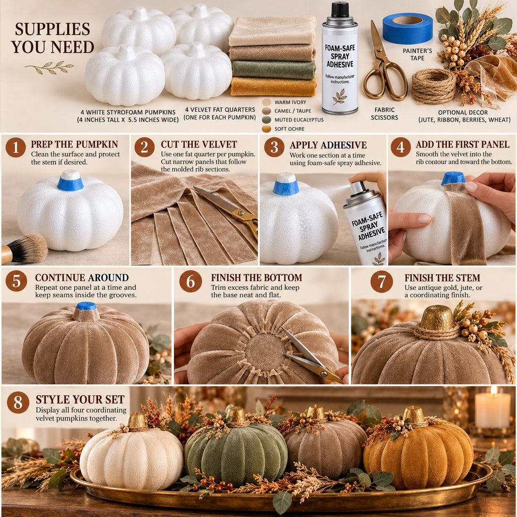 White Styrofoam Pumpkins Set of 4, 5.5-Inch Foam Craft Blanks, Paintable