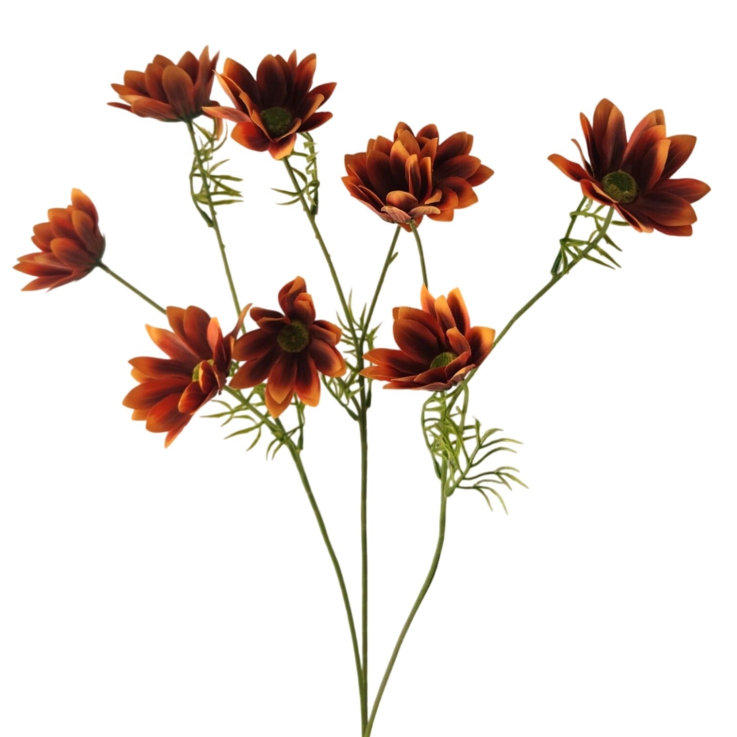 Rust Orange Artificial African Daisy Stems Set of 3 25 Inch Real Touch Flowers for Fall Arrangements Autumn Decor