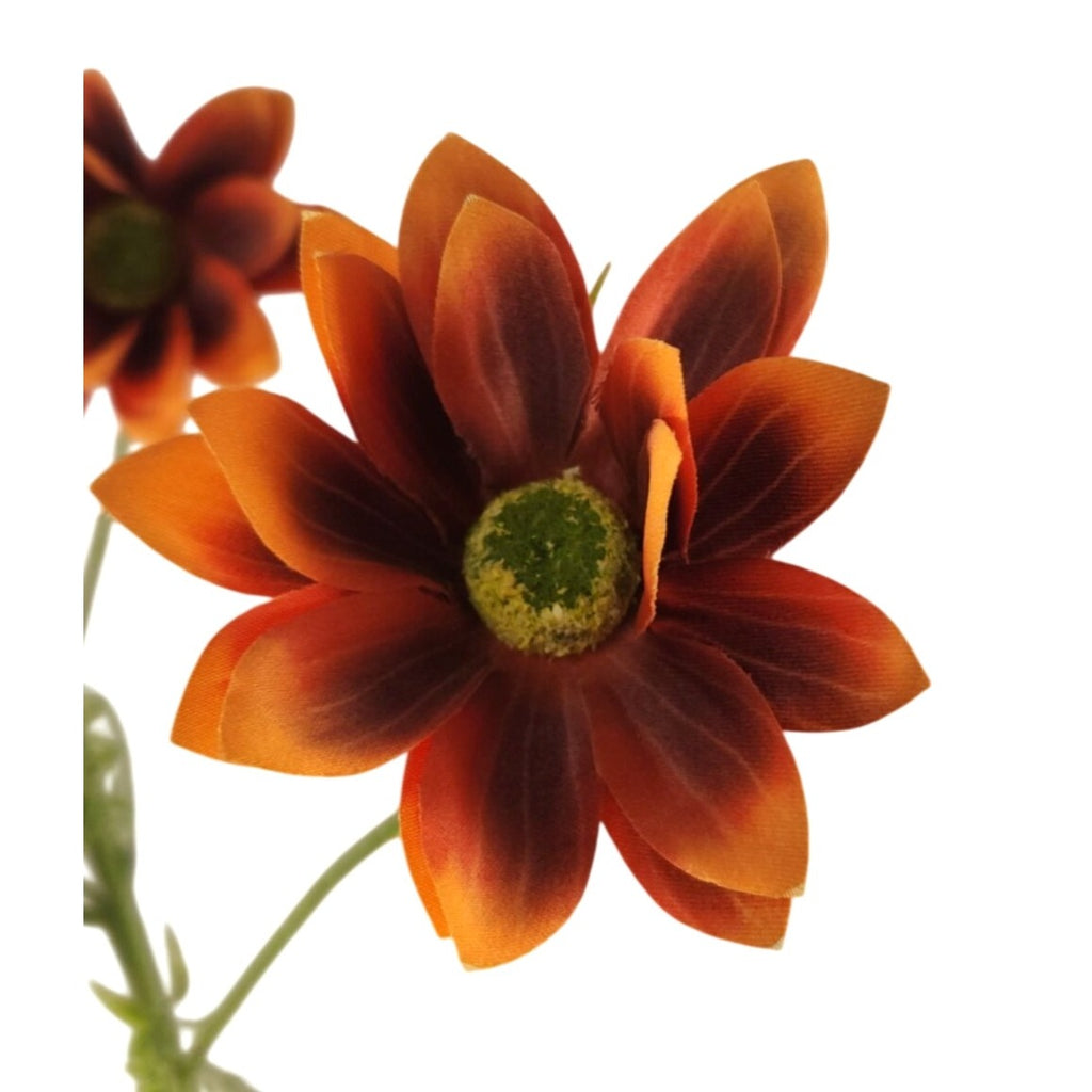 Rust Orange Artificial African Daisy Stems Set of 3 25 Inch Real Touch Flowers for Fall Arrangements Autumn Decor