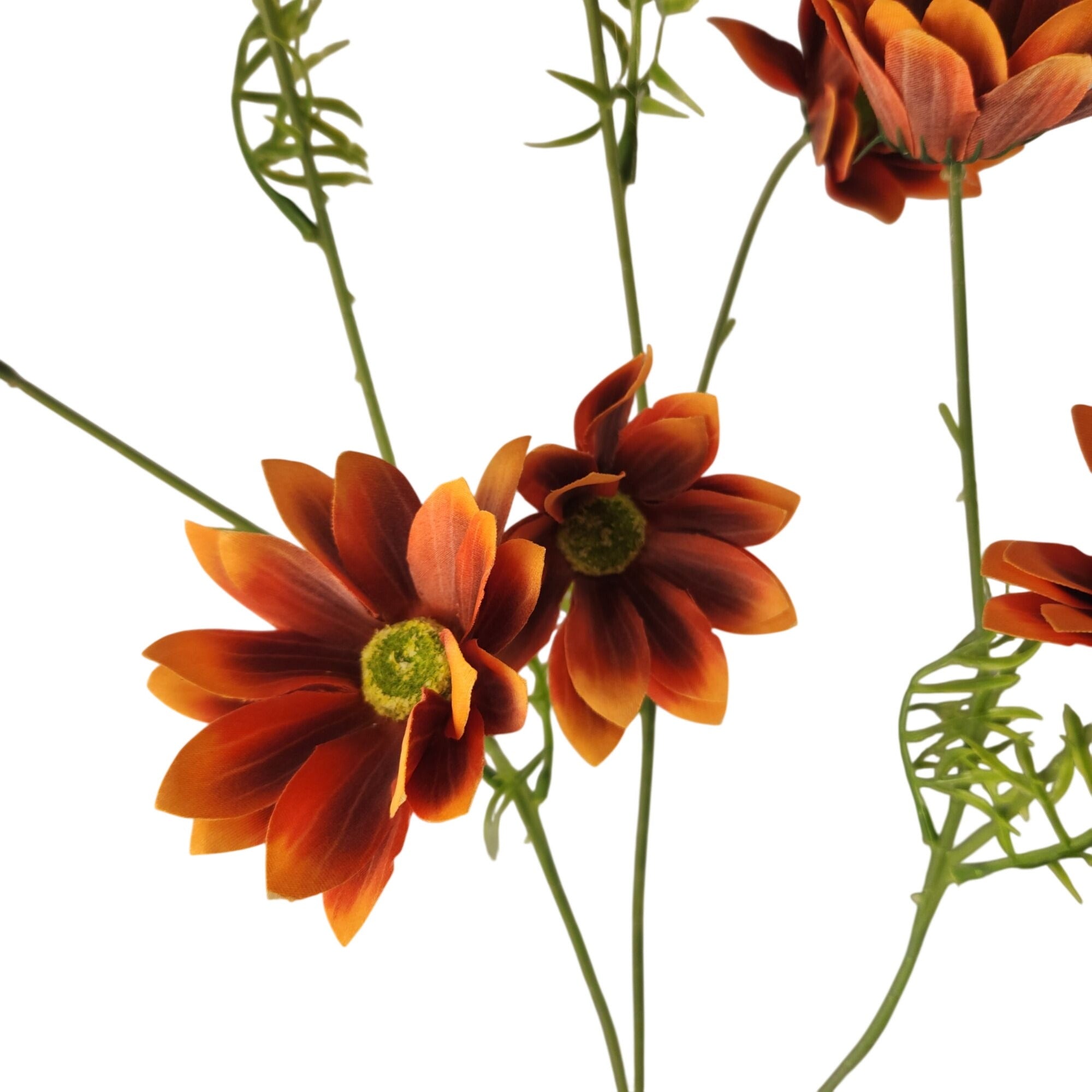 Rust Orange Artificial African Daisy Stems Set of 3 25 Inch Real Touch Flowers for Fall Arrangements Autumn Decor