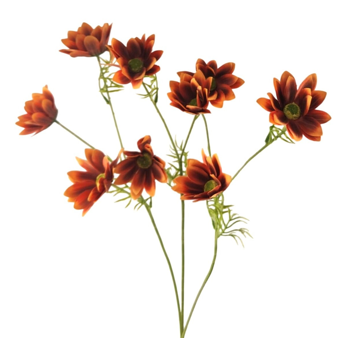 Rust Orange Artificial African Daisy Stems Set of 3 25 Inch Real Touch Flowers for Fall Arrangements Autumn Decor