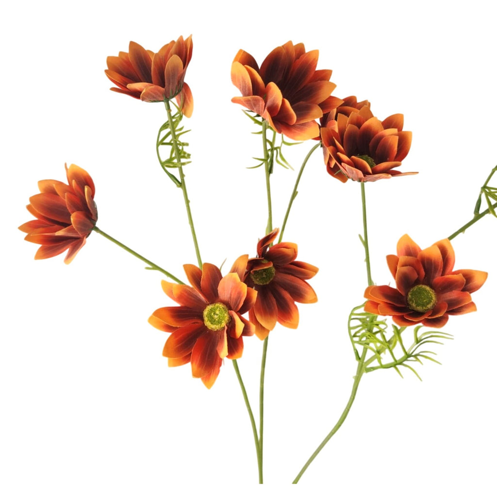 Rust Orange Artificial African Daisy Stems Set of 3 25 Inch Real Touch Flowers for Fall Arrangements Autumn Decor