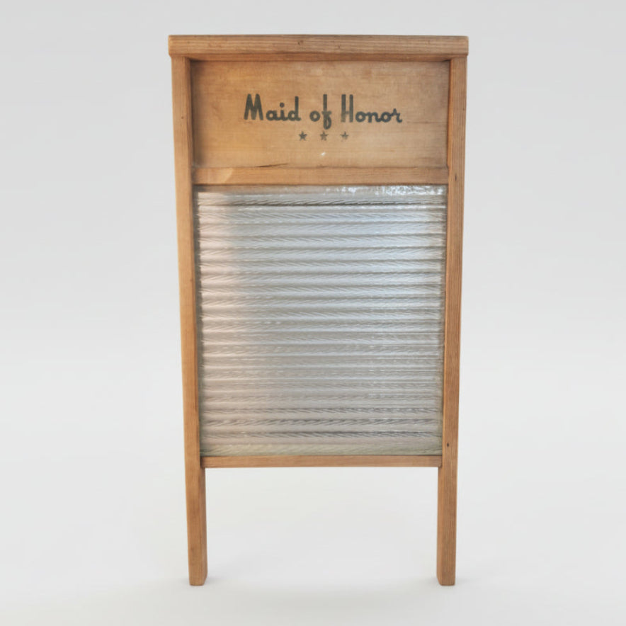 Vintage Maid of Honor Wooden Washboard Embossed Glass Surface 1940s WWII Era