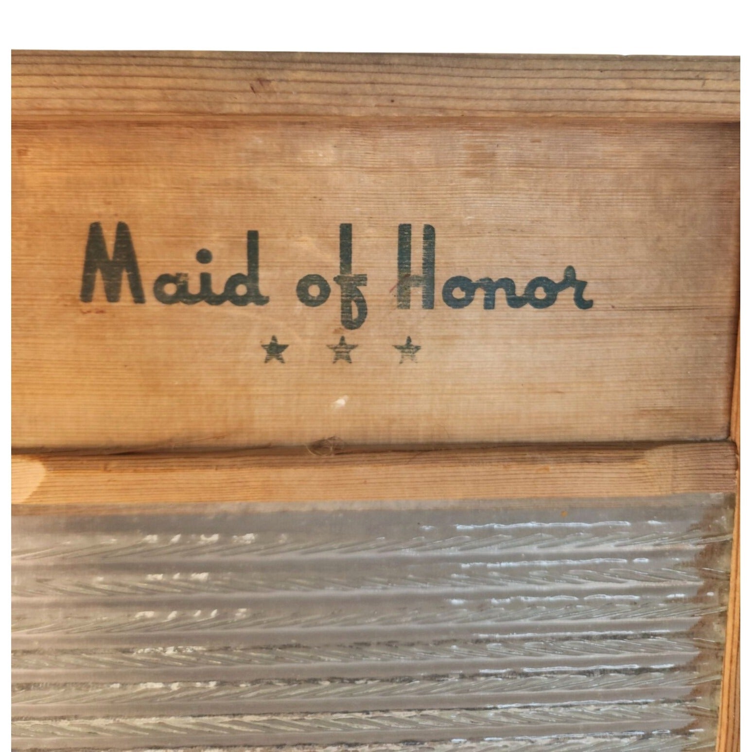 Vintage Maid of Honor Wooden Washboard Embossed Glass Surface 1940s WWII Era