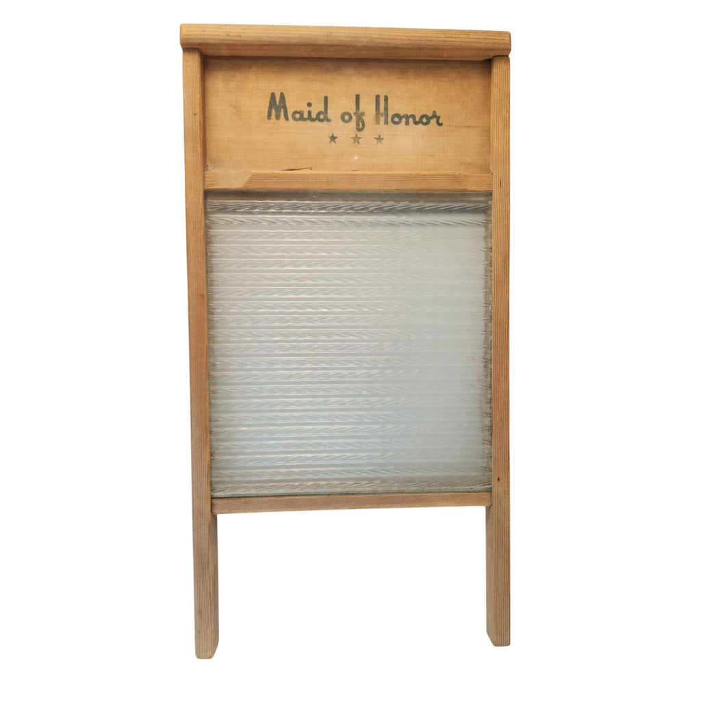 Vintage Maid of Honor Wooden Washboard Embossed Glass Surface 1940s WWII Era