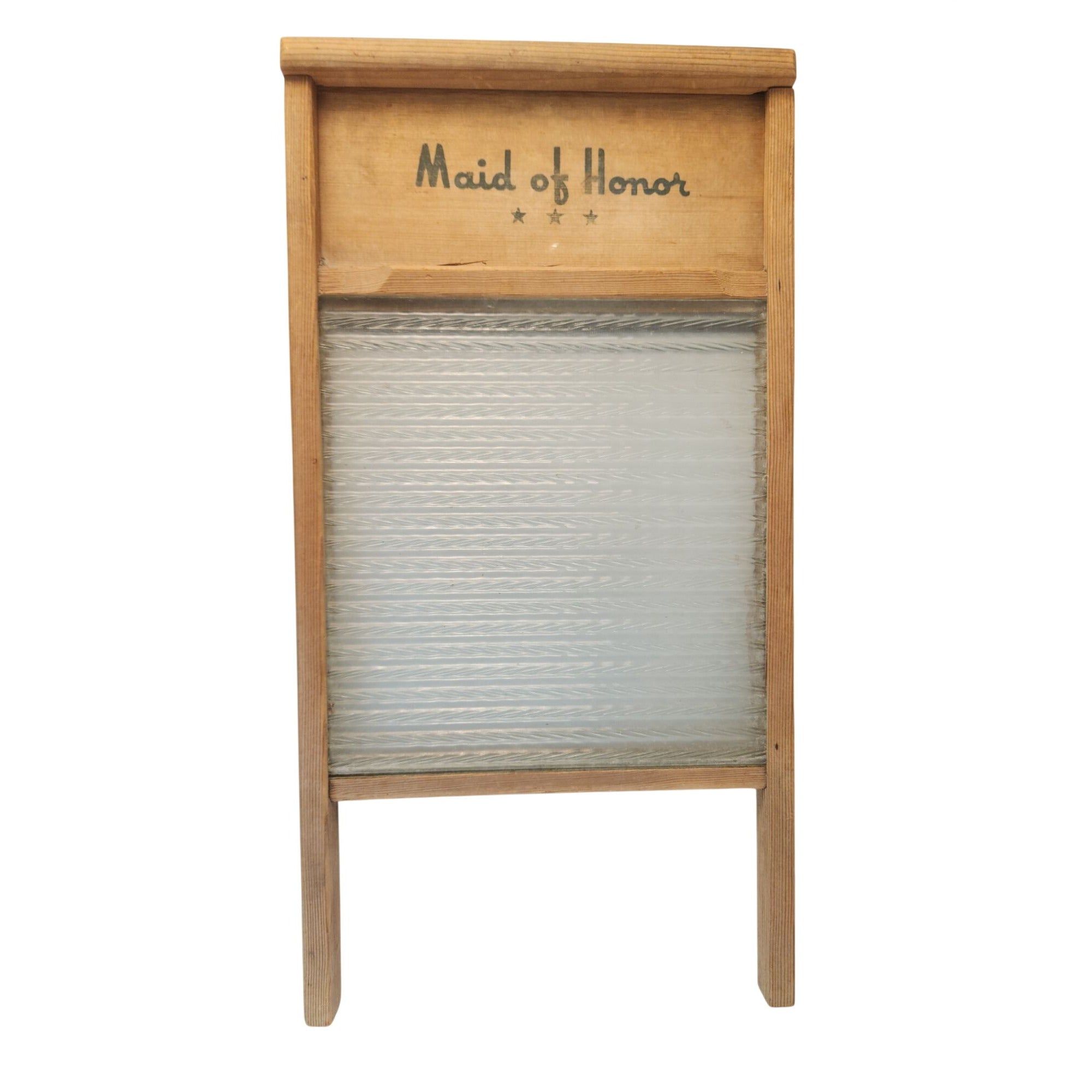 Vintage Maid of Honor Wooden Washboard Embossed Glass Surface 1940s WWII Era