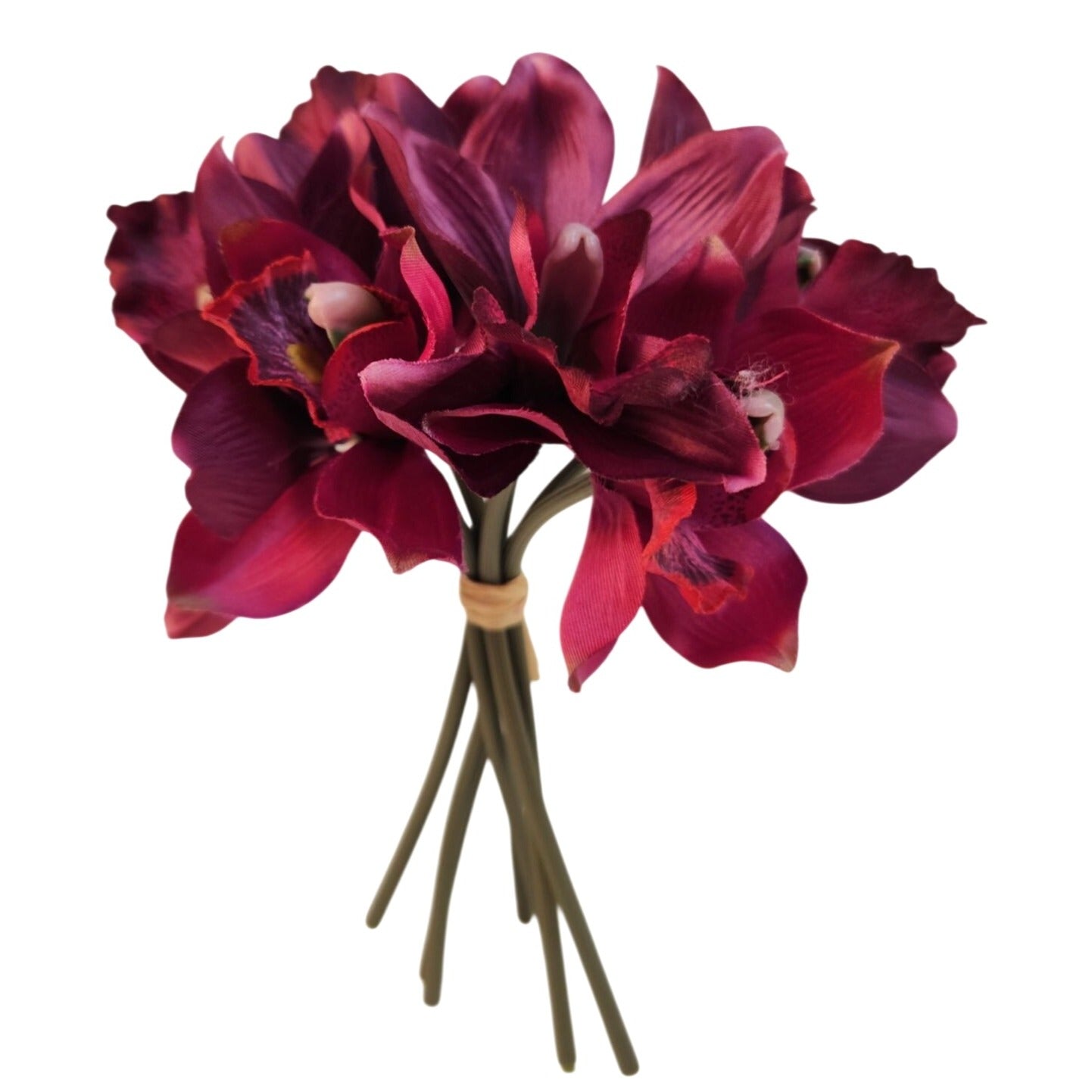 artificial orchid, cymbidium orchid, faux orchid, orchid bouquet, purple flowers, orchid stems, silk flowers, floral decor, home decor, wedding decor, spa decor, orchid decor, faux flowers
