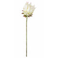 1 Artificial Faux Protea Flower Stem Cream White Pink Tips 24 Inch Wired Tropical Wedding Floral