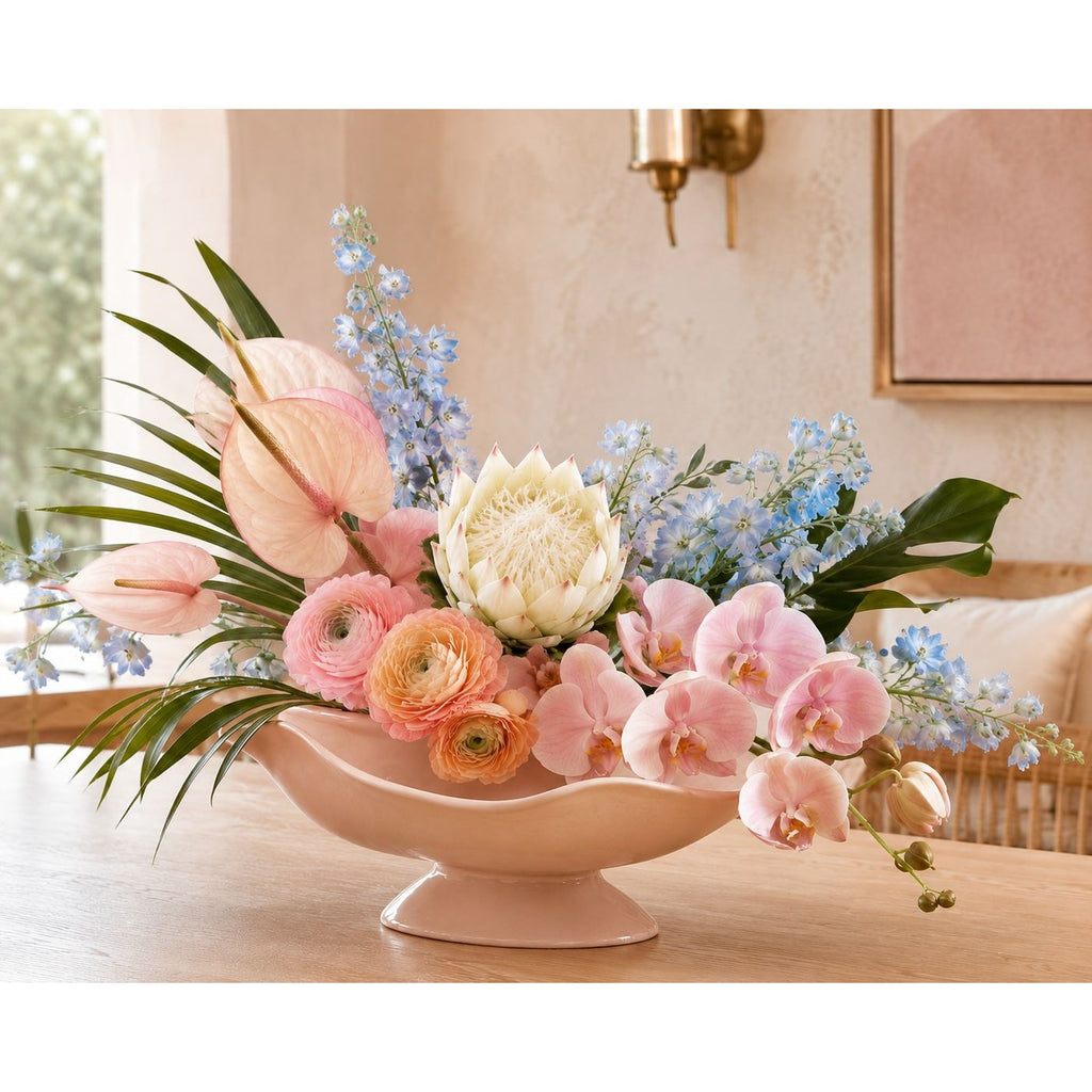 1 Artificial Faux Protea Flower Stem Cream White Pink Tips 24 Inch Wired Tropical Wedding Floral