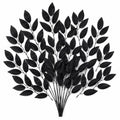 Black leafy branches on a white background