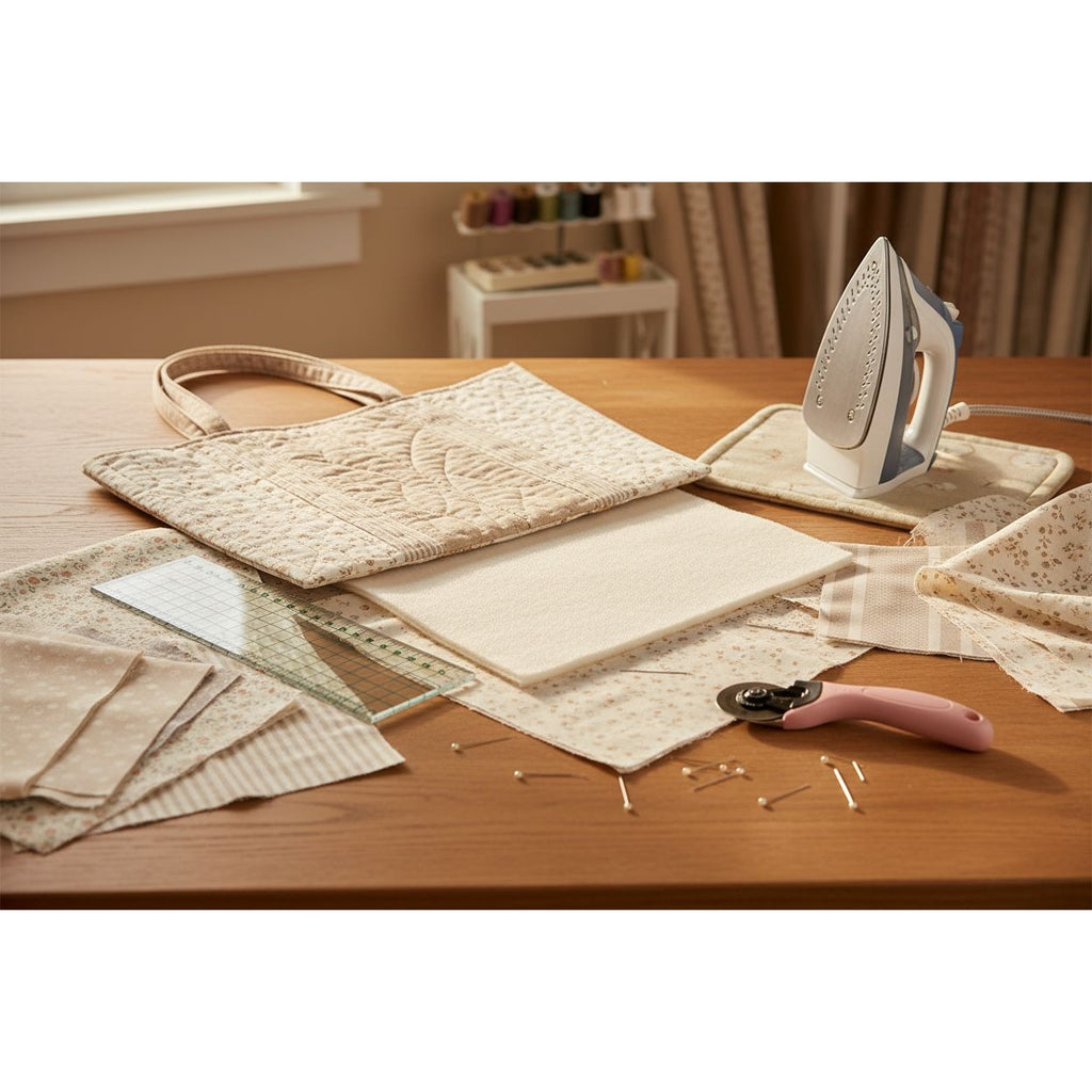 Beige Fusible Fleece Interfacing 39 x 52 Inch Lightweight Iron On Sewing Stabilizer