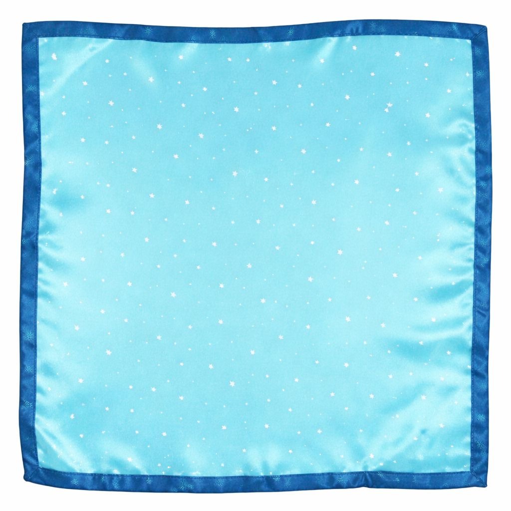 Turquoise Blue Star Print Satin Square Scarf 20x20 Hair Neck Head Wrap Designer Collection: Celestial Sky