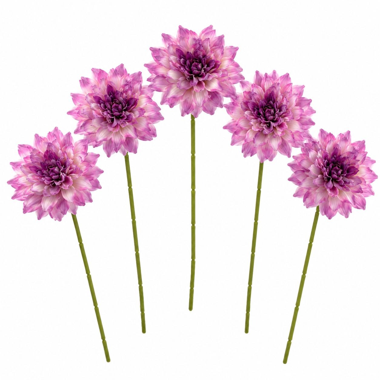 Purple Dahlia Stem Bundle Faux Flower Bouquet Vintage Look Wedding Floral Decor Wreath Supply Bridesmaid Bouquet Filler Flowers Set of 5
