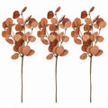 Rust Orange Artificial Dollar Eucalyptus, 3 Faux Terracotta Stems, 14 Inch