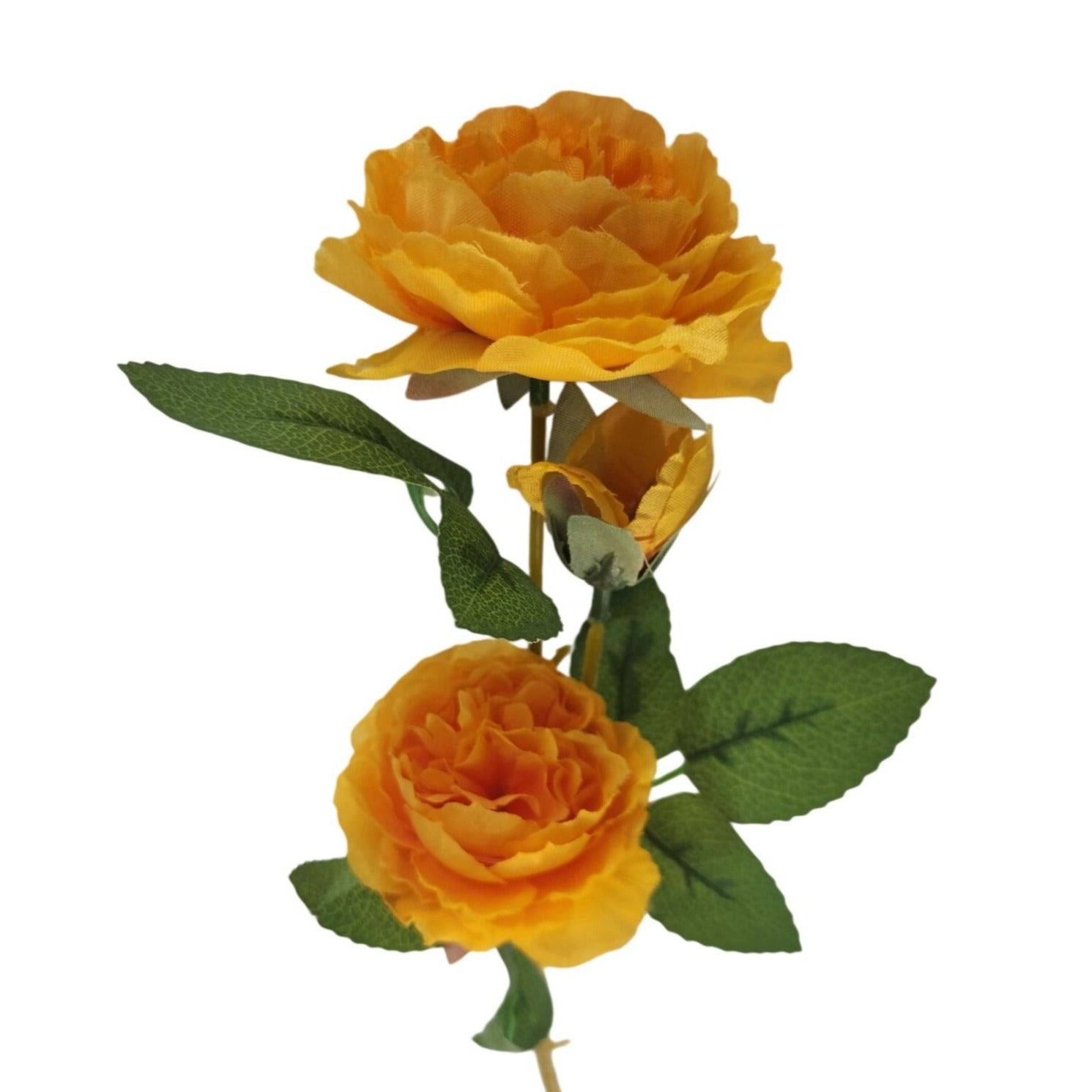 Set of 3 Golden Yellow Rose Stems Faux Roses Artificial Flowers Farmhouse Cottagecore Decor 25 Inch