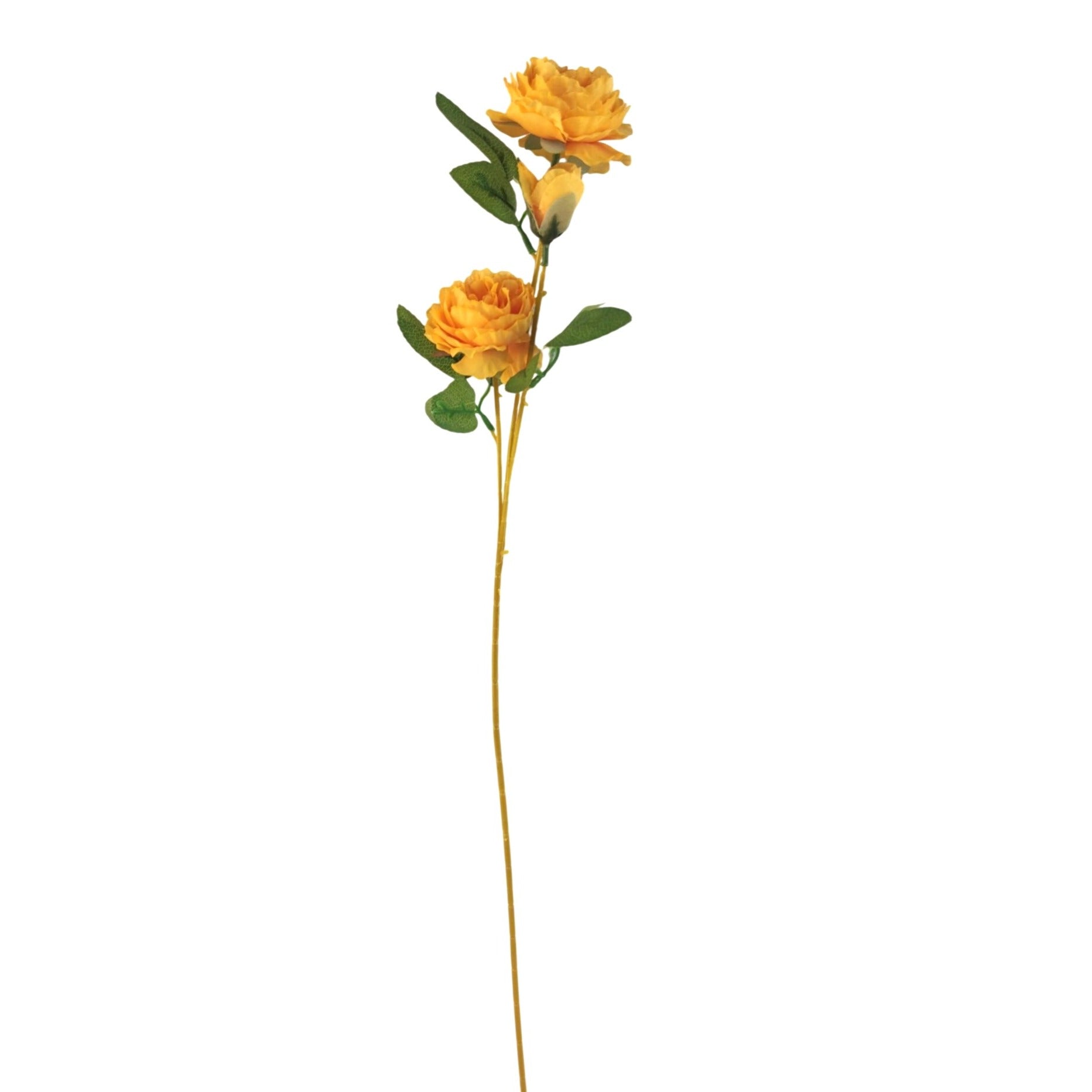 Set of 3 Golden Yellow Rose Stems Faux Roses Artificial Flowers Farmhouse Cottagecore Decor 25 Inch