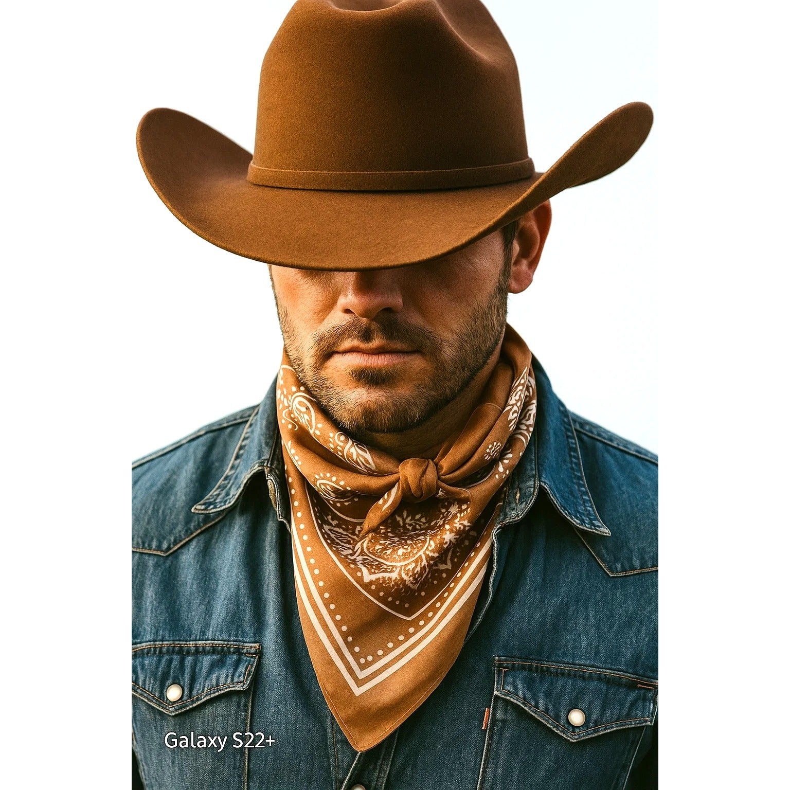 Tan Paisley Square Scarf Wild Rag Bandana Print Satin Neck Head Wrap 27 in