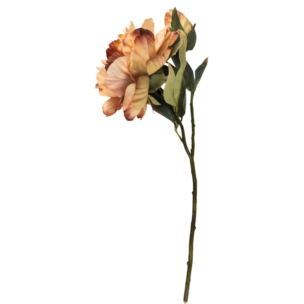 Blush Peach Faux Peony Stem 18 Inch Wedding Artificial Silk Flower Large Bloom Decor