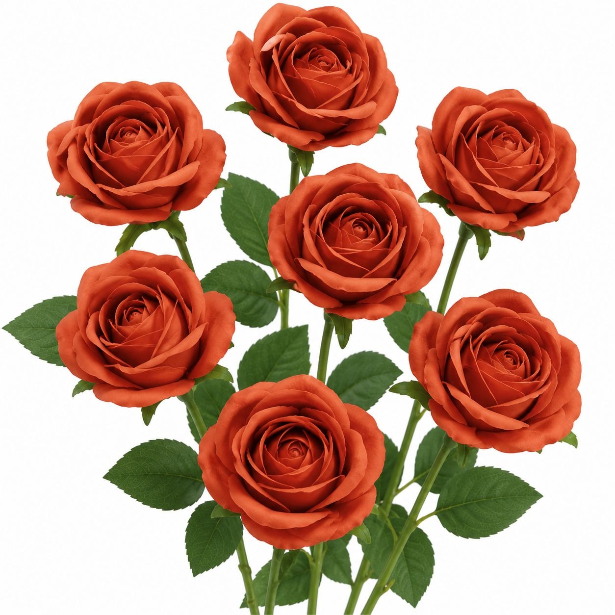 Set of 6 Terracotta Rose Stems Artificial Roses Burnt Orange Roses Faux Flowers Fall Decor Thanksgiving Centerpiece Wedding Flowers Rustic F