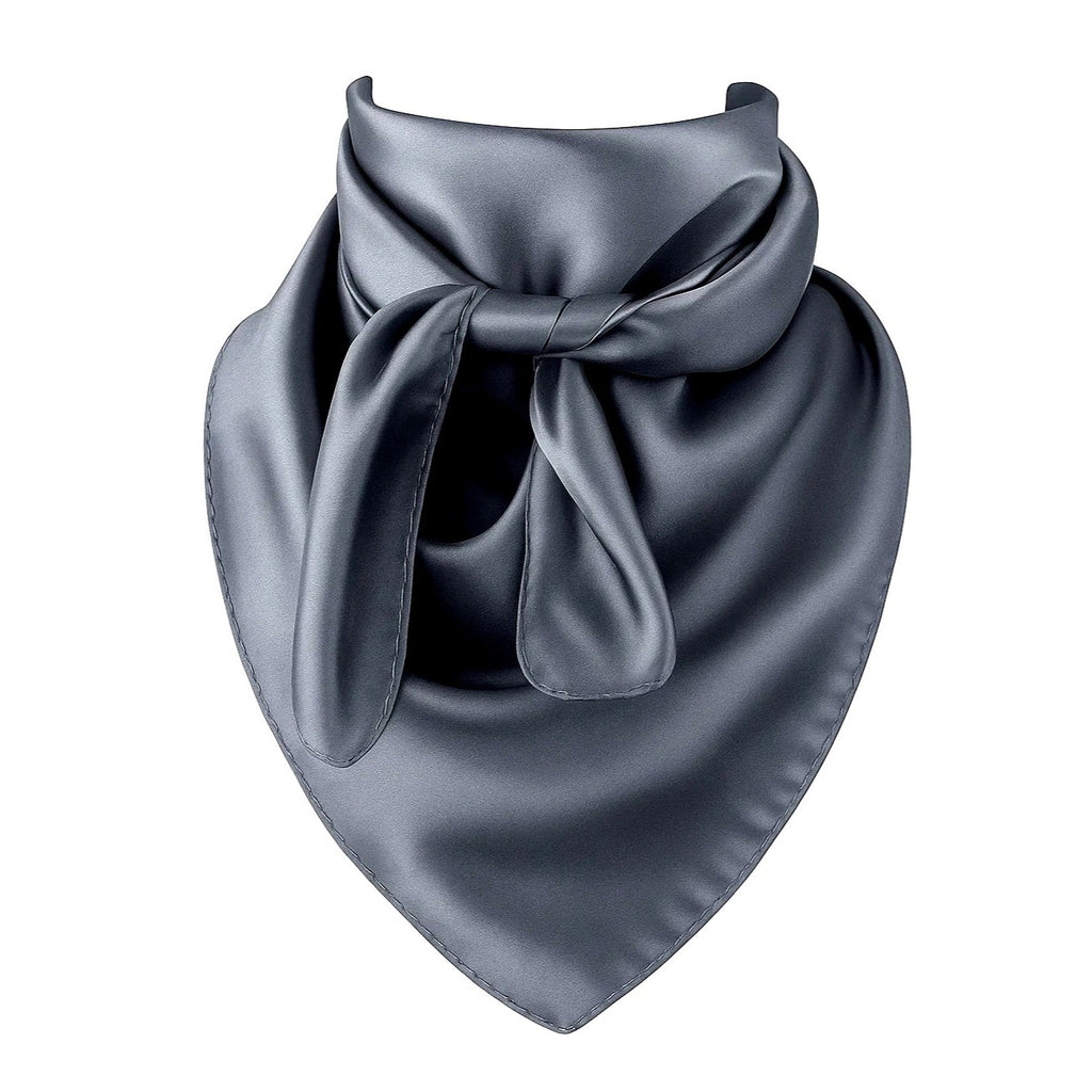 Gray silk scarf with a knot on a white background