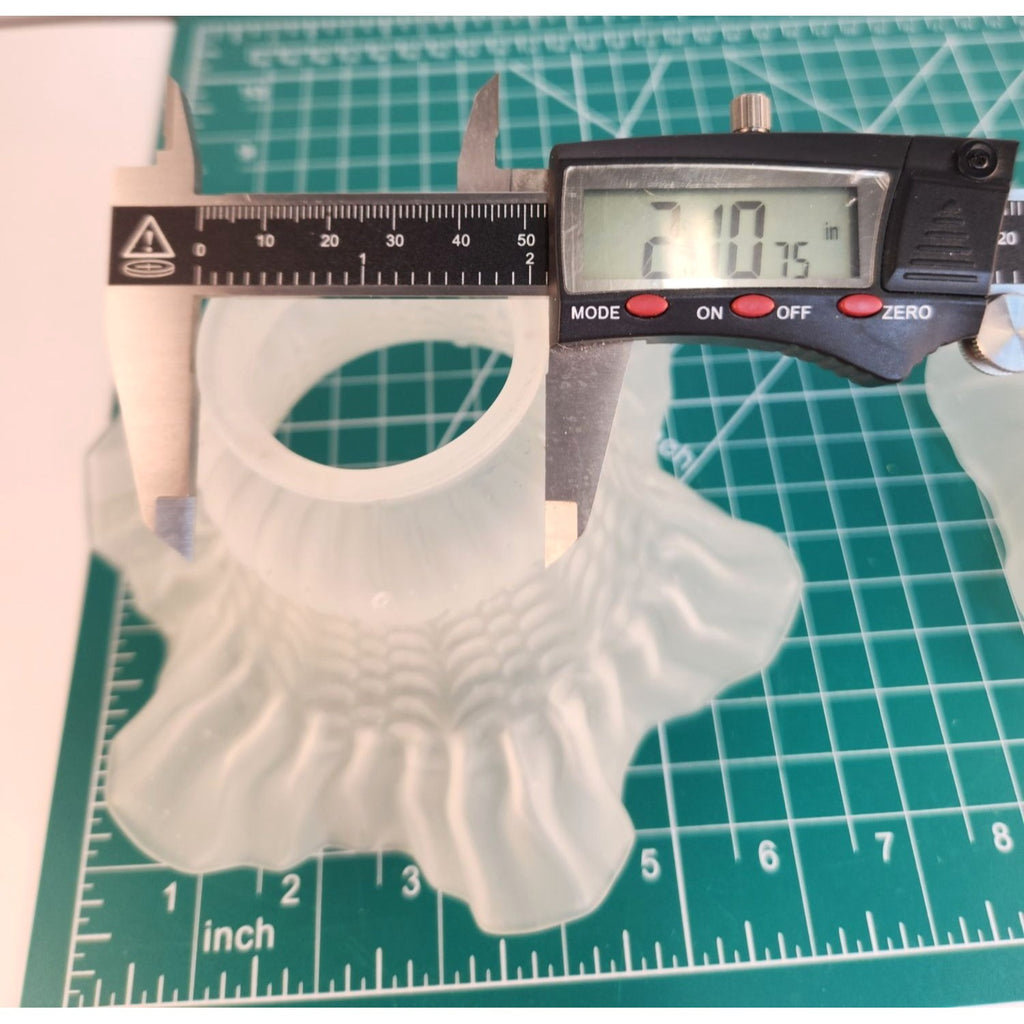 Vintage Frosted Glass Ruffled Lamp Shade With Textured Hobnail Pattern