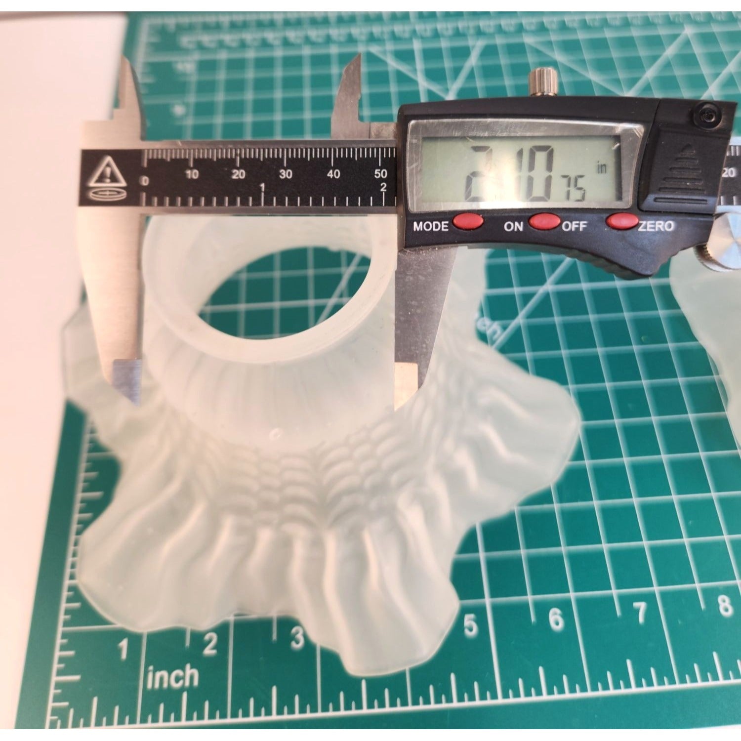 Vintage Frosted Glass Ruffled Lamp Shade With Textured Hobnail Pattern