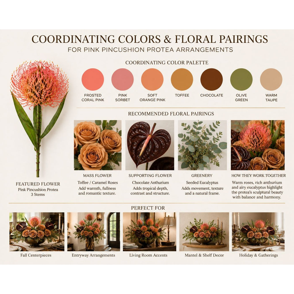 Artificial Blush Pink Pincushion Protea Stem 20 Inch Faux Leucospermum Flower Fall Tropical Vase Decor