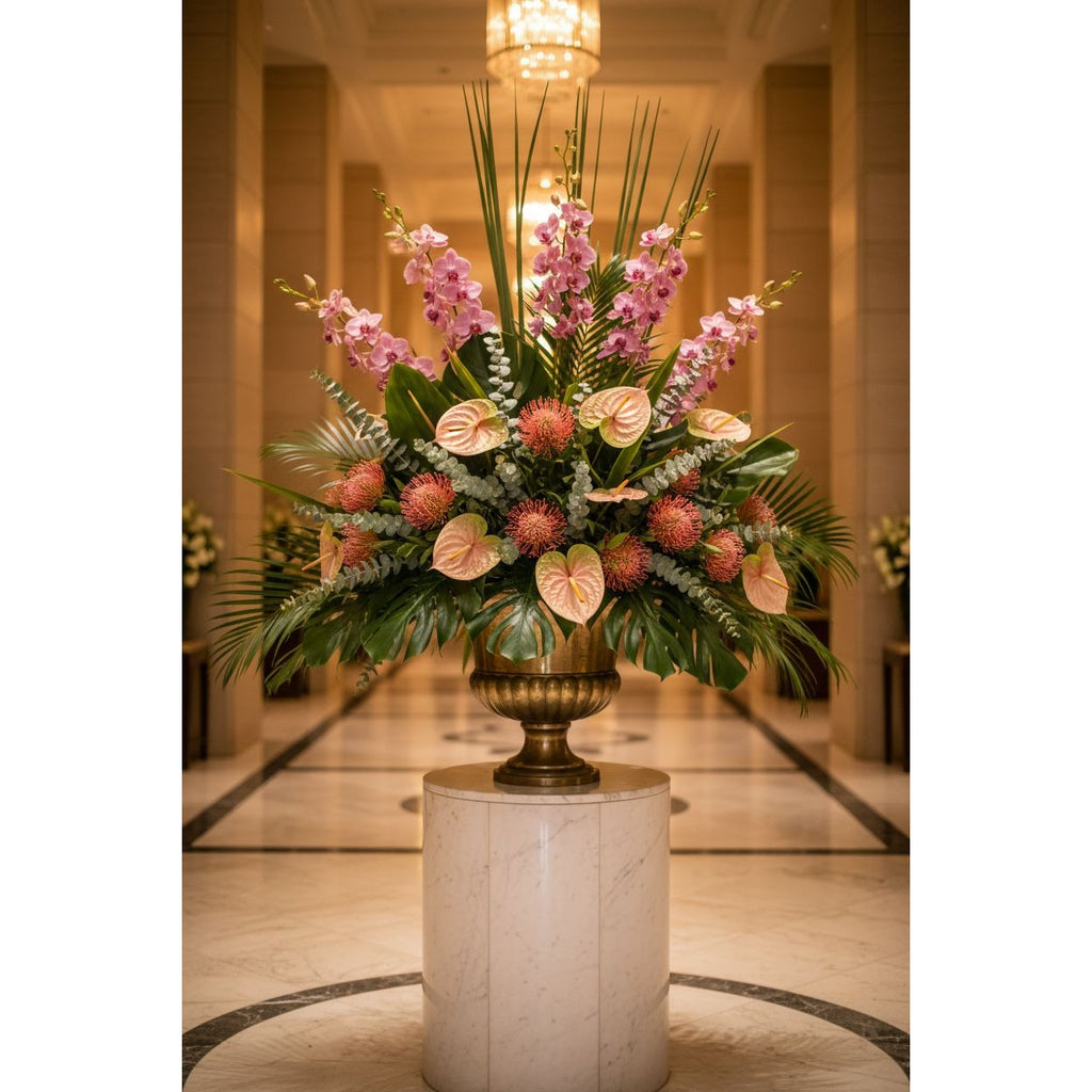 Artificial Blush Pink Pincushion Protea Stem 20 Inch Faux Leucospermum Flower Fall Tropical Vase Decor