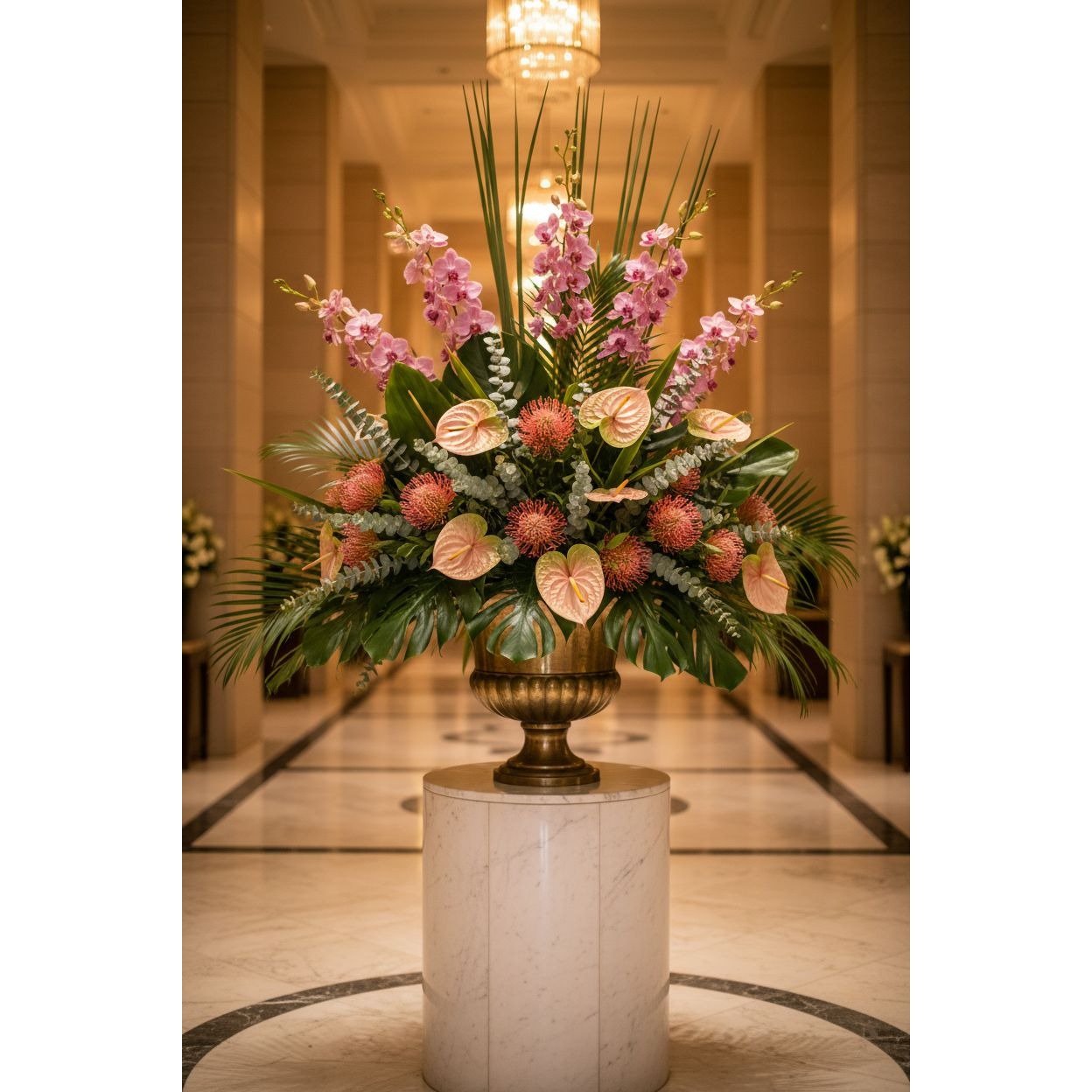 Artificial Blush Pink Pincushion Protea Stem 20 Inch Faux Leucospermum Flower Fall Tropical Vase Decor