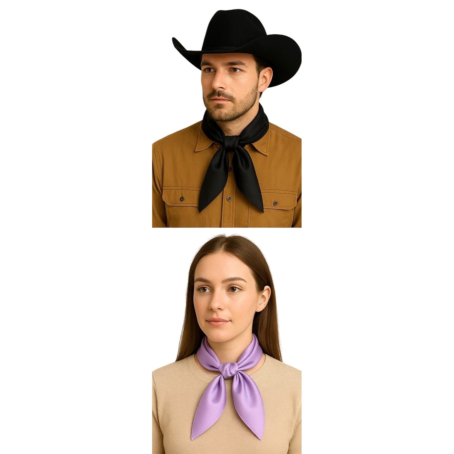White Satin Scarf 19x19" Bandana Neckerchief Pocket Square Western Cowgirl