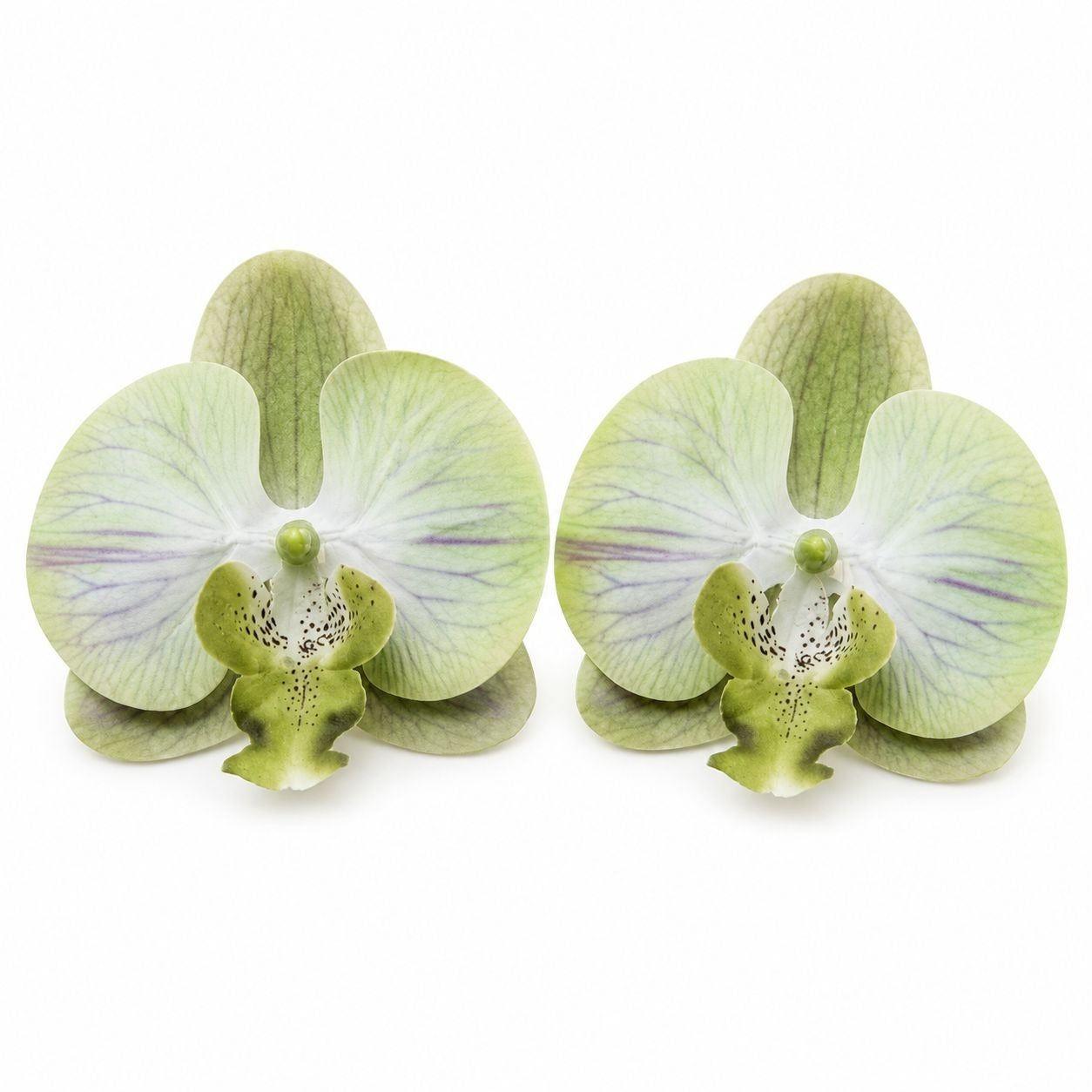 Jade Green Real Touch Orchid Heads Set of 2, 3.5 Inch Phalaenopsis Blooms for Corsage Boutonniere Crafts