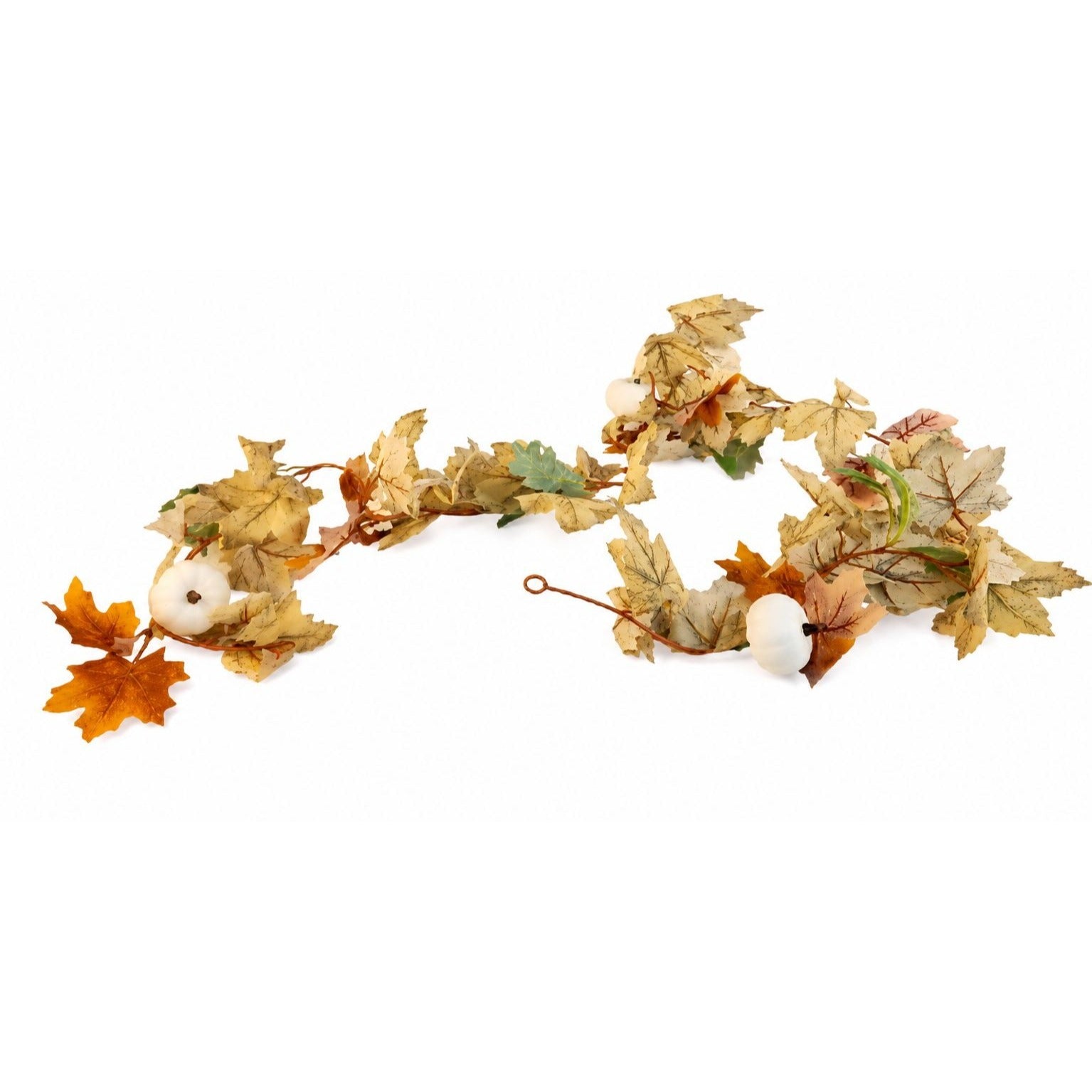 Autumn White Pumpkin Garland Farmhouse Fall Maple Vine Thanksgiving Table Decor Halloween Harvest Wreath Supply Rustic Neutral Decor